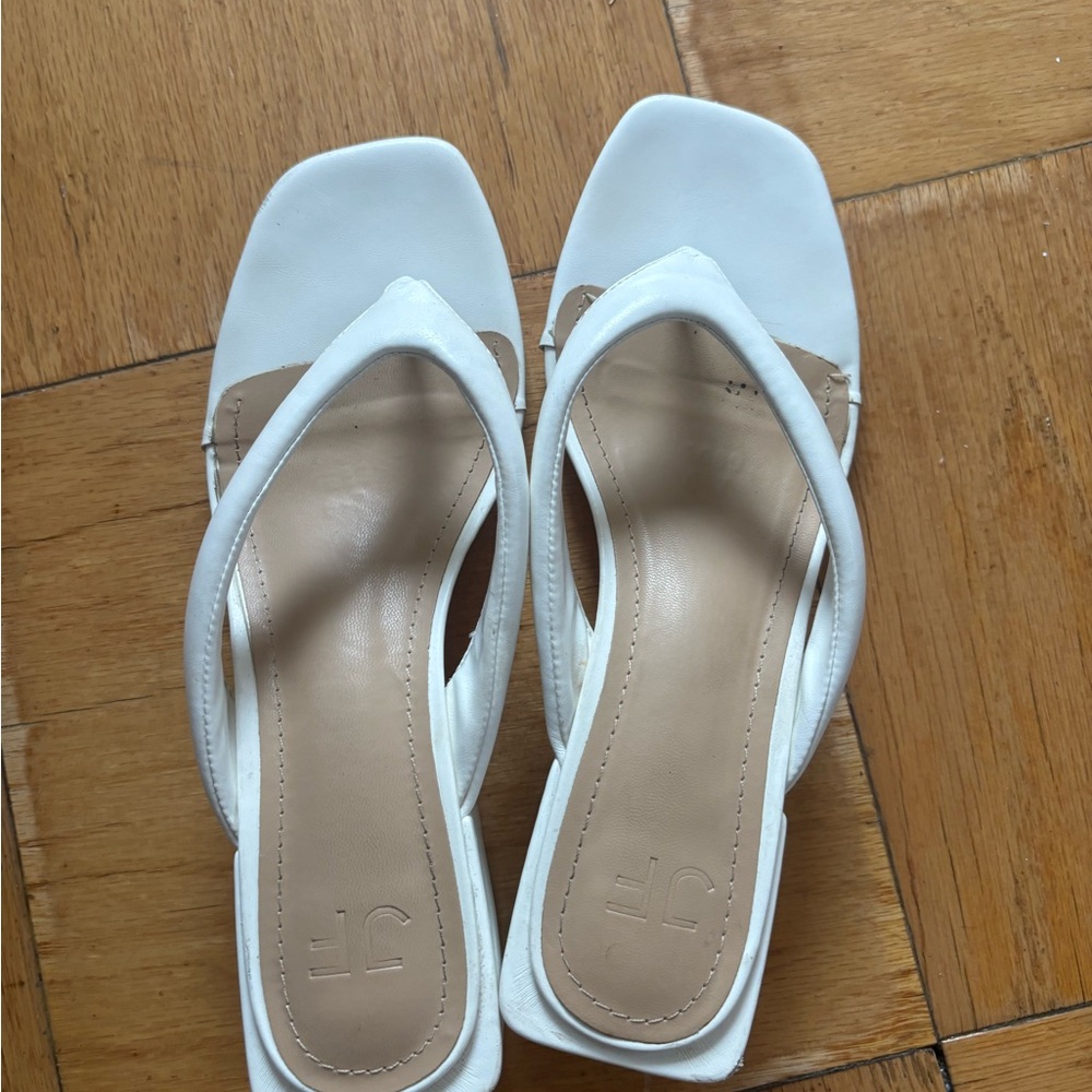 Elegant White and Tan Women's Sandals